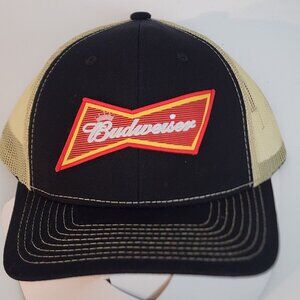 Budweiser Patched Black/Vegas Gold Mesh Snapback Trucker Hat